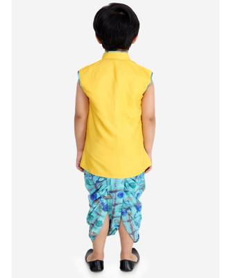 Yellow Festive Jacket With Dhoti 4