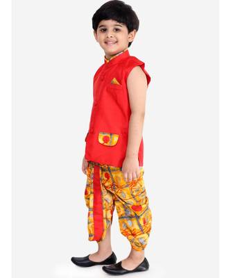 Red Festive Jacket With Dhoti 2