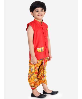 Red Festive Jacket With Dhoti 3