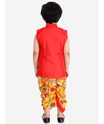 Red Festive Jacket With Dhoti 4