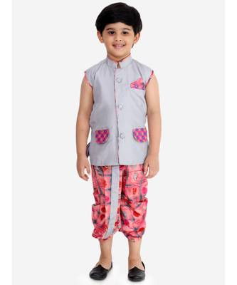 Silver Gray Festive Jacket With Dhoti 1