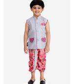 Silver Gray Festive Jacket With Dhoti