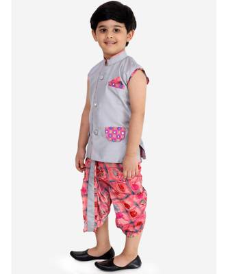 Silver Gray Festive Jacket With Dhoti 2