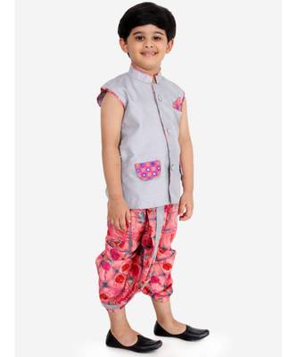 Silver Gray Festive Jacket With Dhoti 3