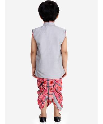Silver Gray Festive Jacket With Dhoti 4