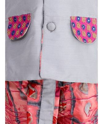 Silver Gray Festive Jacket With Dhoti 5