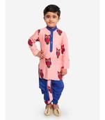 LIGHT PINK and  BLUE OWL PRINT KURTA DHOTI