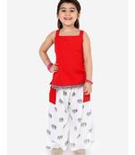 Red Strappy Top With Pocket Palazzo And Face Mask