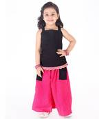 Black Strappy Top With Pocket Palazzo And Face Mask