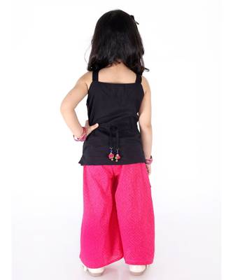 Black Strappy Top With Pocket Palazzo And Face Mask 4