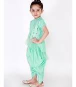 MINT GREEN DAZZLE NET FRILL Hi-LOW KURTI WITH DHOTI PANTS