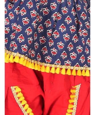 Navy and Red  Frill Peplum Top-Dhoti and Potli Bag 5