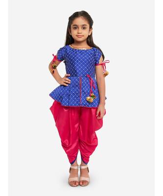 Blue Embroidred Work Short Kurti With Dhoti 1