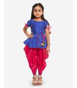 Blue Embroidred Work Short Kurti With Dhoti