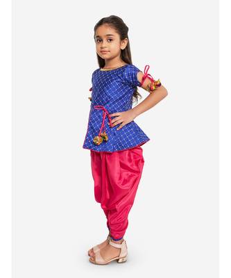 Blue Embroidred Work Short Kurti With Dhoti 3