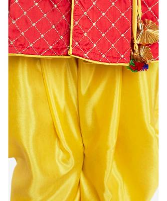 Red Embroidred Work Short Kurti With Dhoti 5