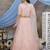 Peach Thread embroidered net Semi Stitched bridal lehenga