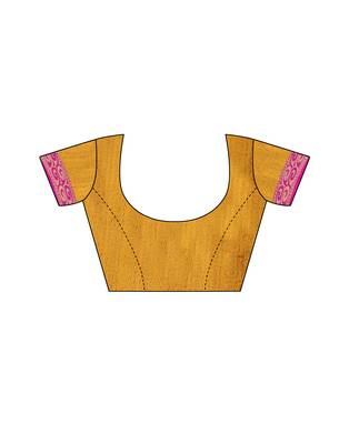 Mustard woven poly silk saree with blouse 4