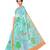 Blue printed organza saree with blouse