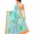 Blue printed organza saree with blouse