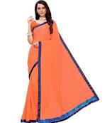 Orange woven lycra saree with blouse