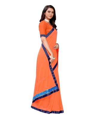 Orange woven lycra saree with blouse 3