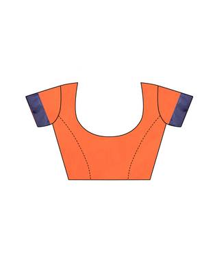 Orange woven lycra saree with blouse 5