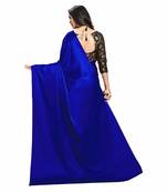 Royal blue plain fancy fabric saree with blouse