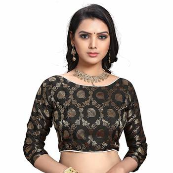 Slate grey plain fancy fabric saree with blouse 4