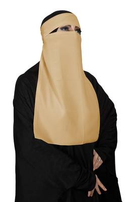JSDC Women Daily Wear Bubble Georgette Plain Single Layer Niqab Nosepiece Hijab 1