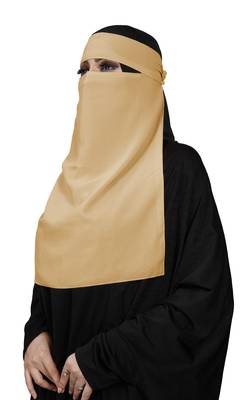 JSDC Women Daily Wear Bubble Georgette Plain Single Layer Niqab Nosepiece Hijab 2