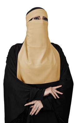 JSDC Women Daily Wear Bubble Georgette Plain Single Layer Niqab Nosepiece Hijab 3