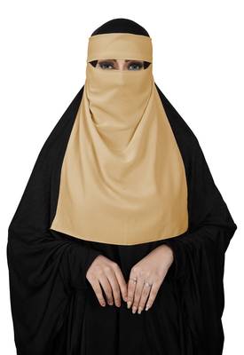 JSDC Women Daily Wear Bubble Georgette Plain Single Layer Niqab Nosepiece Hijab 4
