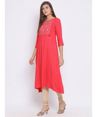 Pink Printed Cotton kurti 2
