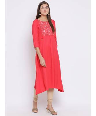 Pink Printed Cotton kurti 3