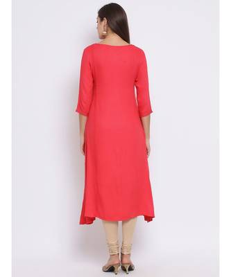 Pink Printed Cotton kurti 4