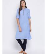 Blue plain Cotton kurti