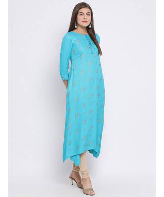 Blue Printed Cotton kurti 3