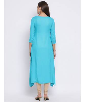 Blue Printed Cotton kurti 4
