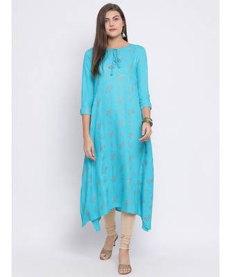 Blue Printed Cotton kurti 5