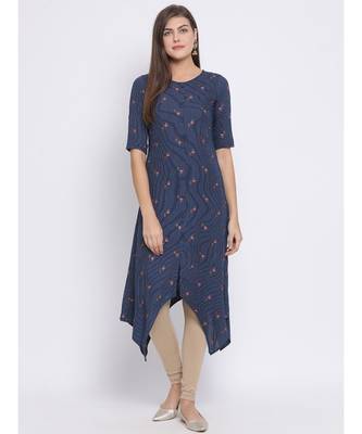 Green Printed Cotton kurti 1