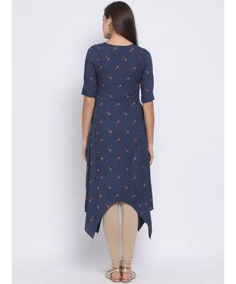 Green Printed Cotton kurti 4