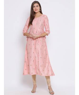 Pink Embroidered Cotton kurti 1