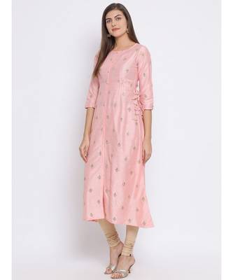 Pink Embroidered Cotton kurti 2