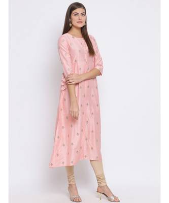 Pink Embroidered Cotton kurti 3