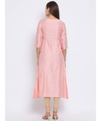 Pink Embroidered Cotton kurti 4