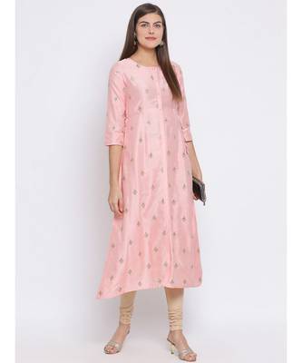Pink Embroidered Cotton kurti 5