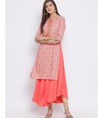 Pink Embroidered Cotton kurti