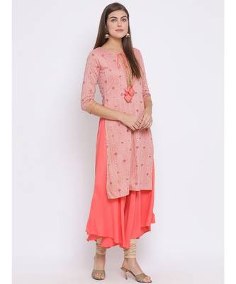 Pink Embroidered Cotton kurti 3