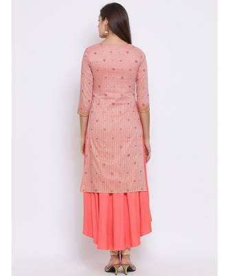 Pink Embroidered Cotton kurti 4